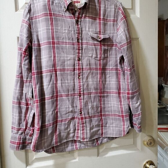 Levis button up mens size med standard fit plaid casual long sleeve button down - Picture 4 of 7